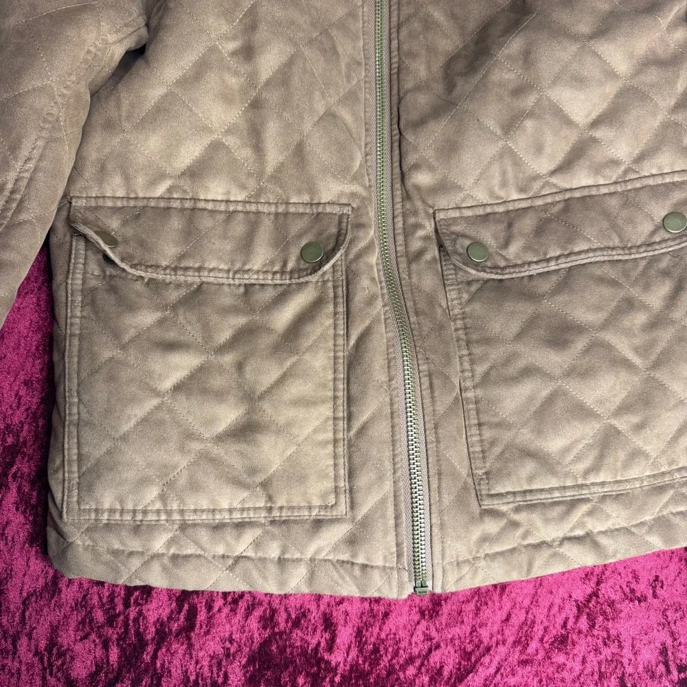 Banana‎ Republic Quilted Jacket Mens Medium Beige Lightweight Long Sleeve Zip-Up